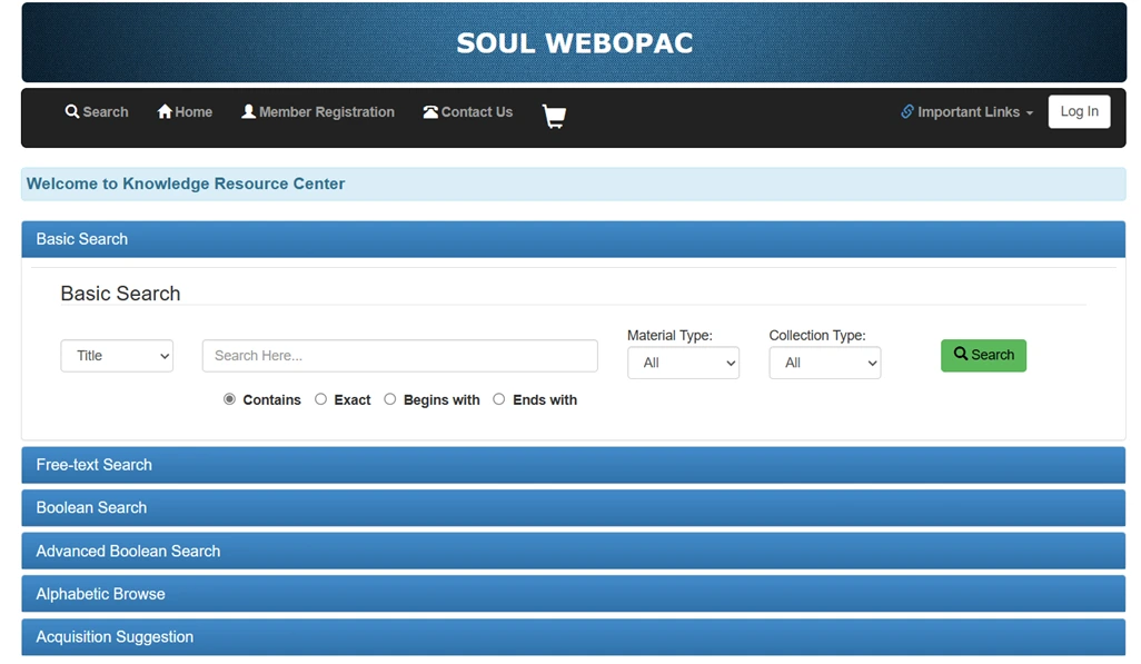 SOUL WEBOPAC Catalog